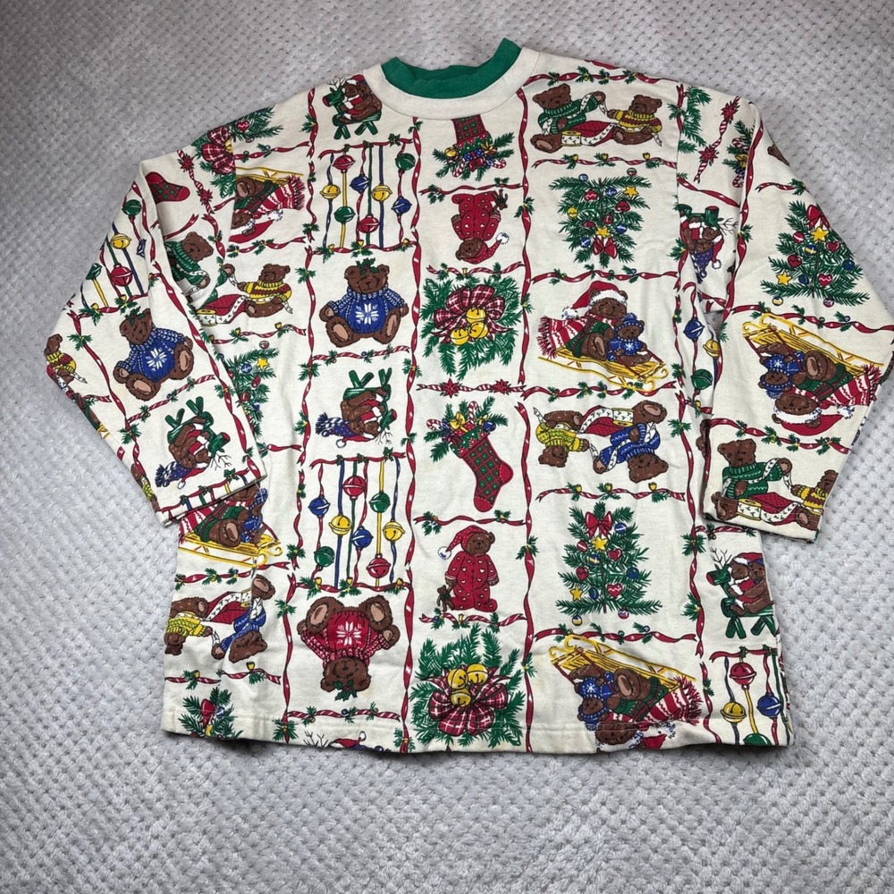 Vintage Christmas Teddy Bear sweater size 1X women's